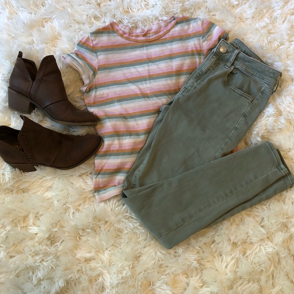 Olive American Eagle High-Rise Jeggings